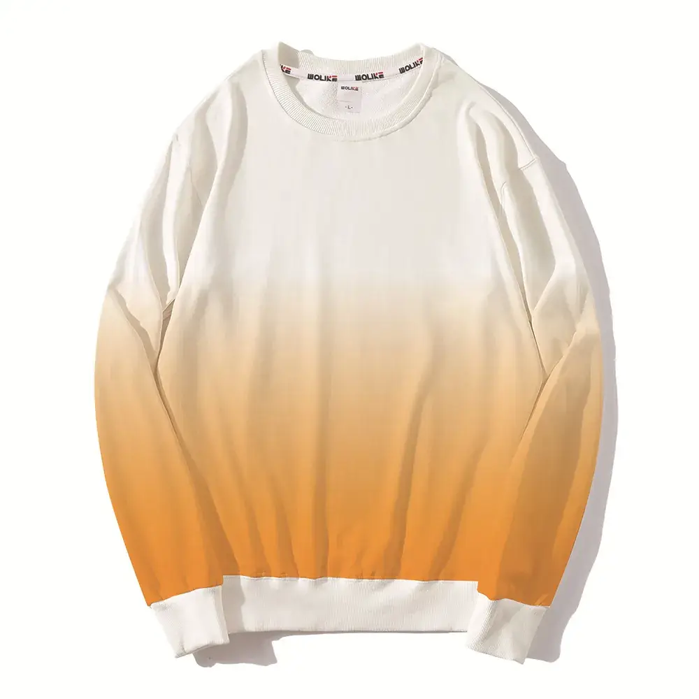 Gradient Round Neck Pullover Sweater Orange White - Image 10