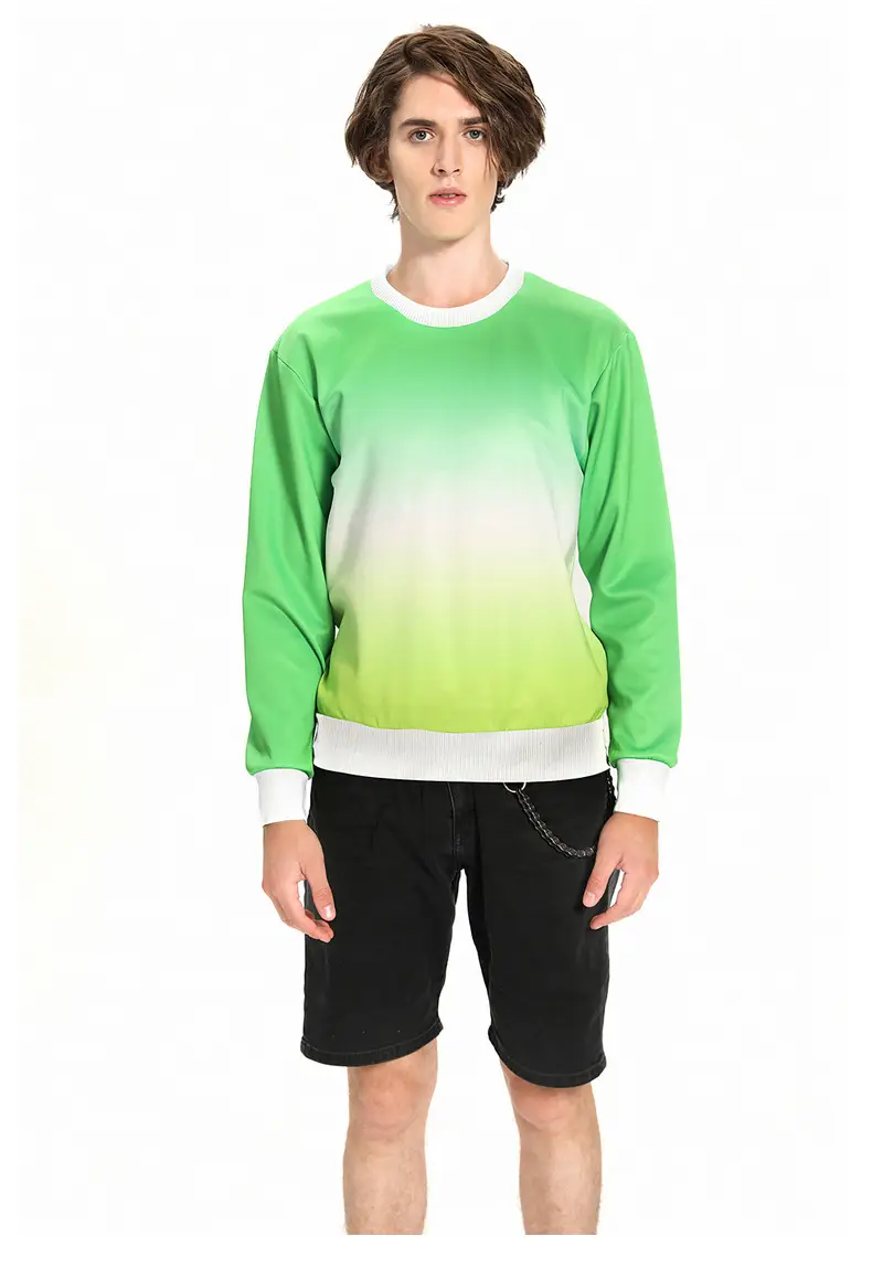 Gradient Round Neck Pullover Sweater Orange White — feature 16
