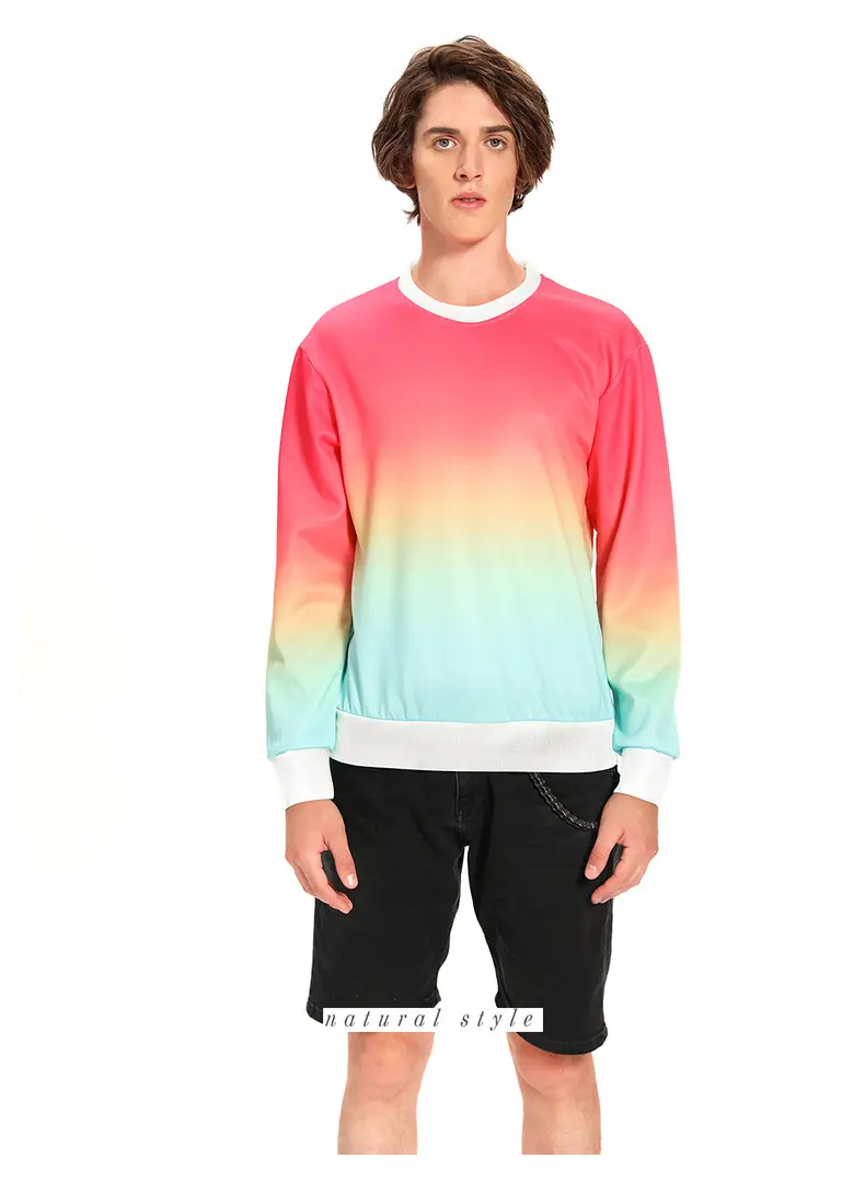 Gradient Round Neck Pullover Sweater Orange White — feature 17