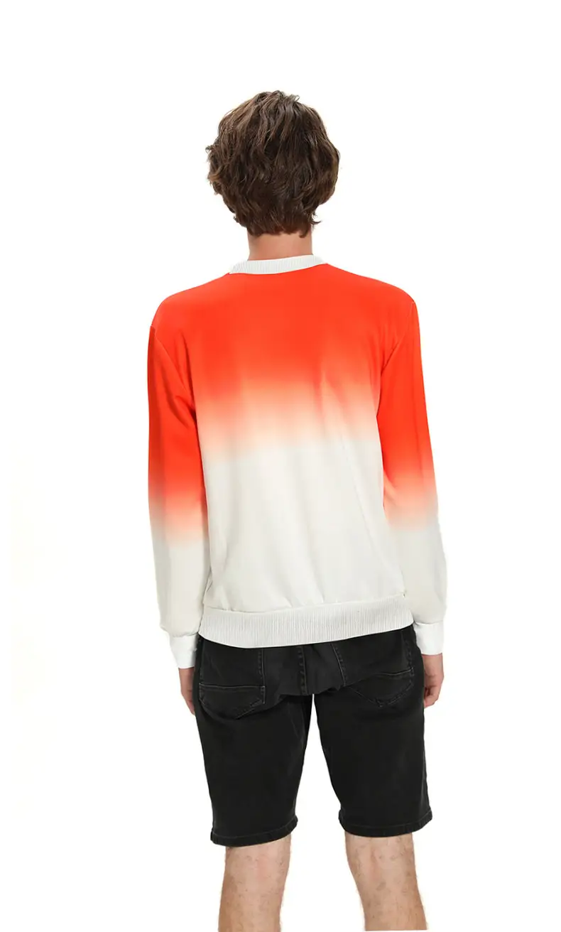Gradient Round Neck Pullover Sweater Orange White — feature 19
