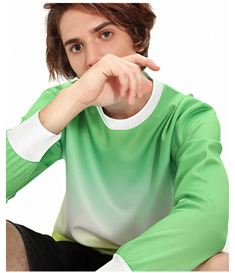Gradient Round Neck Pullover Sweater Orange White — feature 20