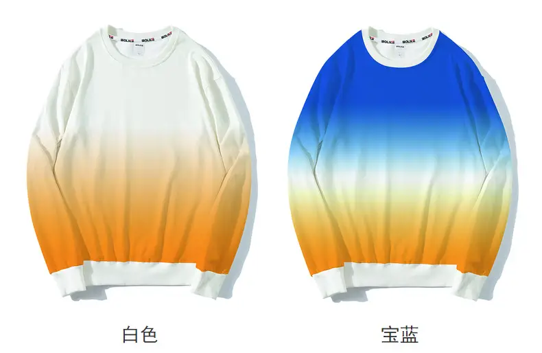 Gradient Round Neck Pullover Sweater Orange White — feature 6