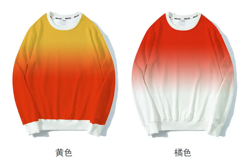 Gradient Round Neck Pullover Sweater Orange White — feature 7
