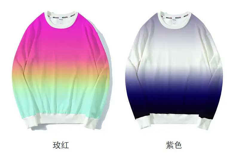Gradient Round Neck Pullover Sweater Orange White — feature 9