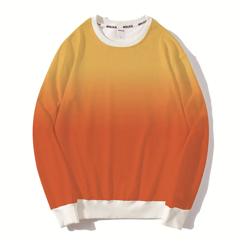 Gradient Round Neck Pullover Sweater Orange White - Image 2