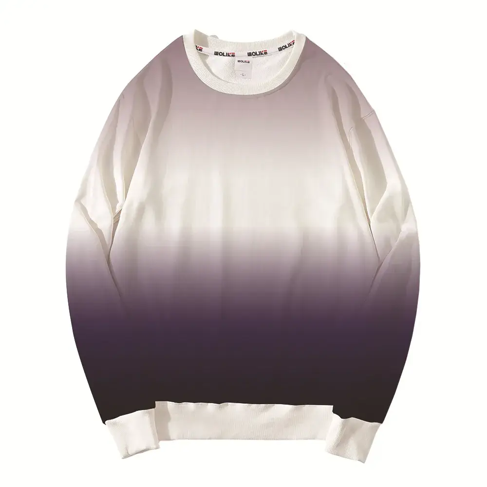 Gradient Round Neck Pullover Sweater Orange White - Image 3