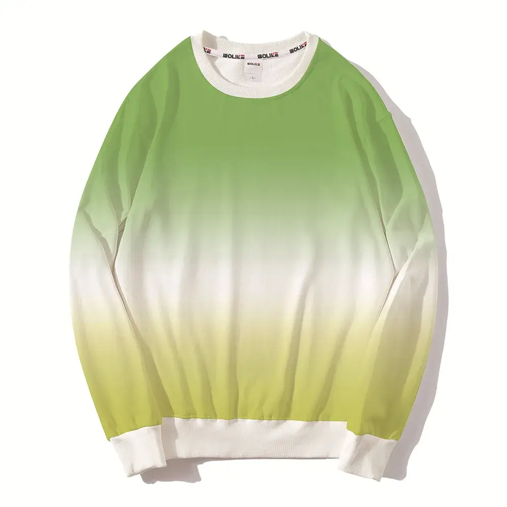 Gradient Round Neck Pullover Sweater Orange White - Image 4
