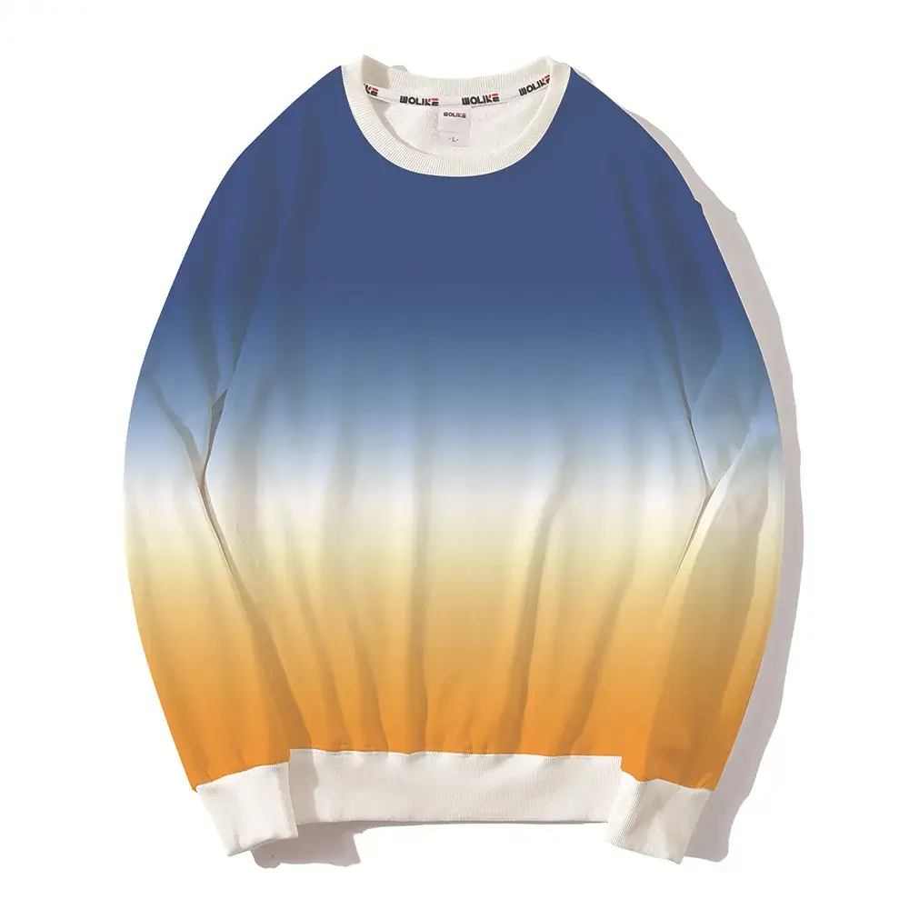 Gradient Round Neck Pullover Sweater Orange White - Image 6