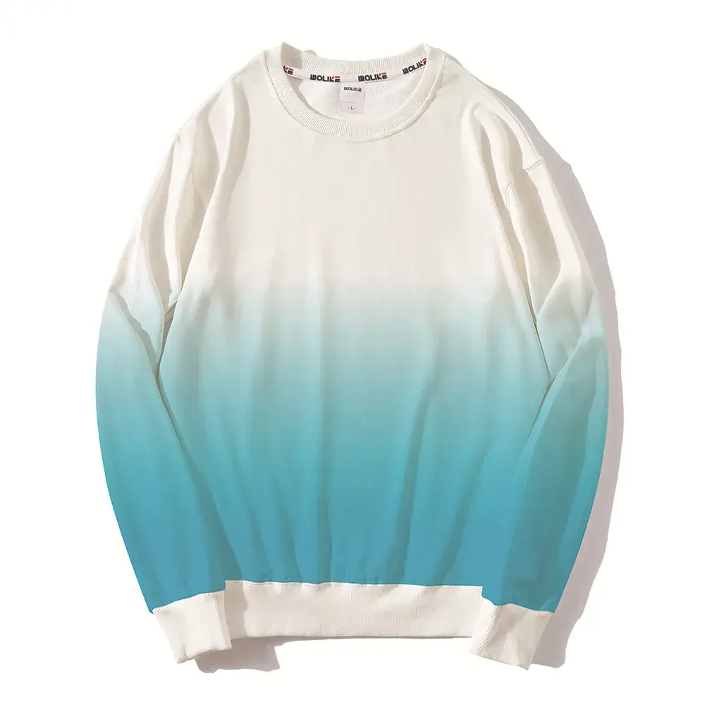 Gradient Round Neck Pullover Sweater Orange White - Image 7