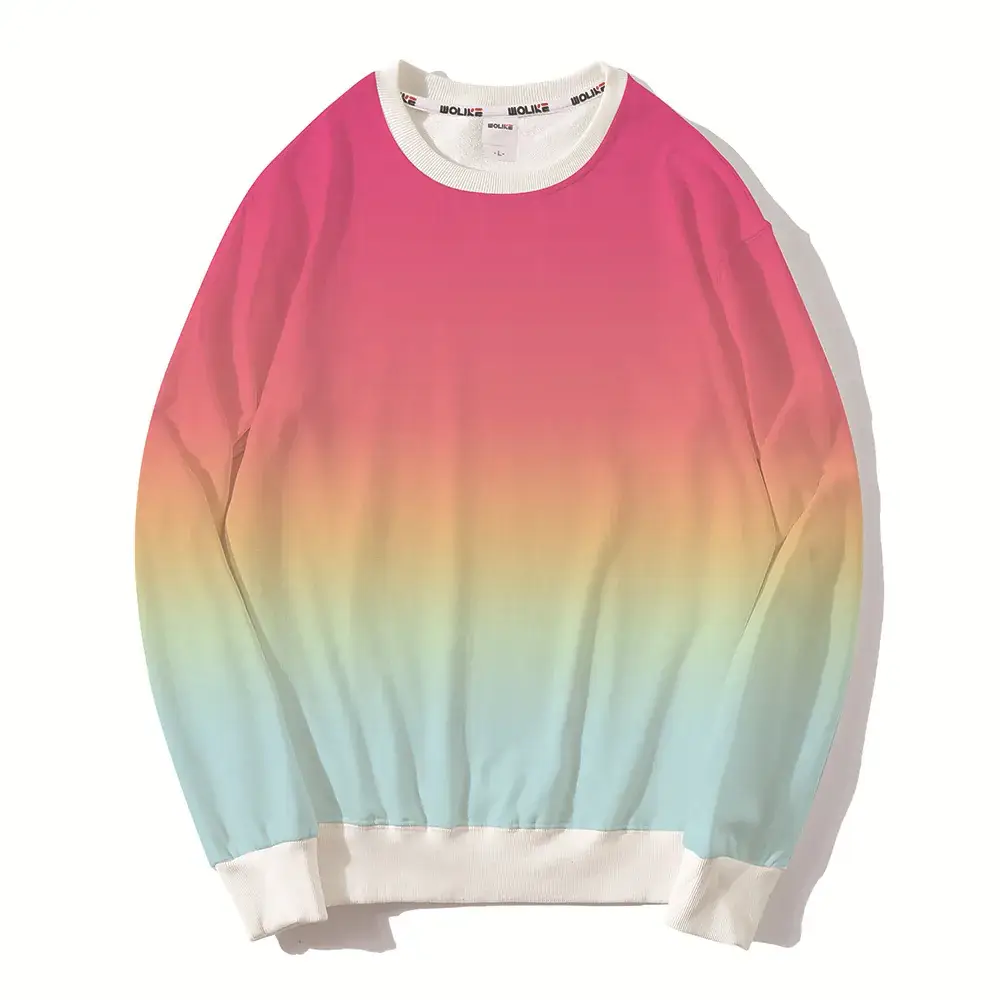 Gradient Round Neck Pullover Sweater Orange White - Image 8