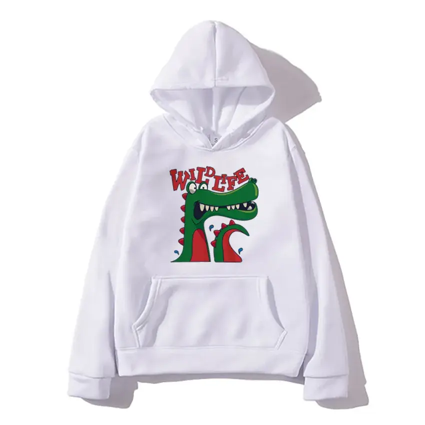 White Hooded Sweatshirt with Dragon Graphic for Men Women