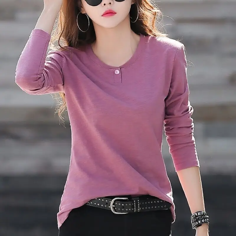 Women's Long Sleeve T-Shirt Brown Slim Fit Winter - Image 7