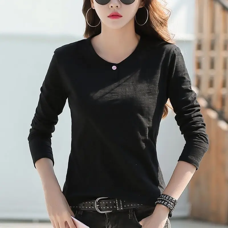 Women's Long Sleeve T-Shirt Brown Slim Fit Winter - Image 8