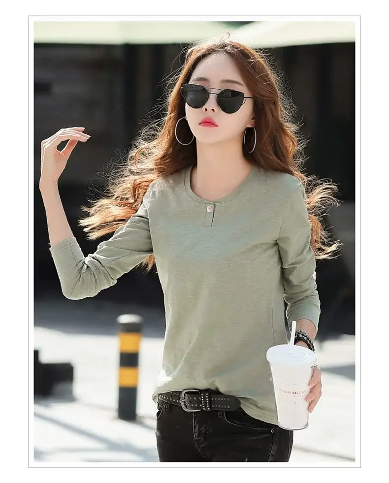 Women's Long Sleeve T-Shirt Brown Slim Fit Winter — feature 10