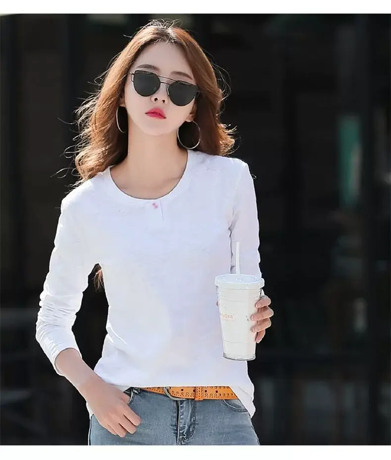 Women's Long Sleeve T-Shirt Brown Slim Fit Winter — feature 11