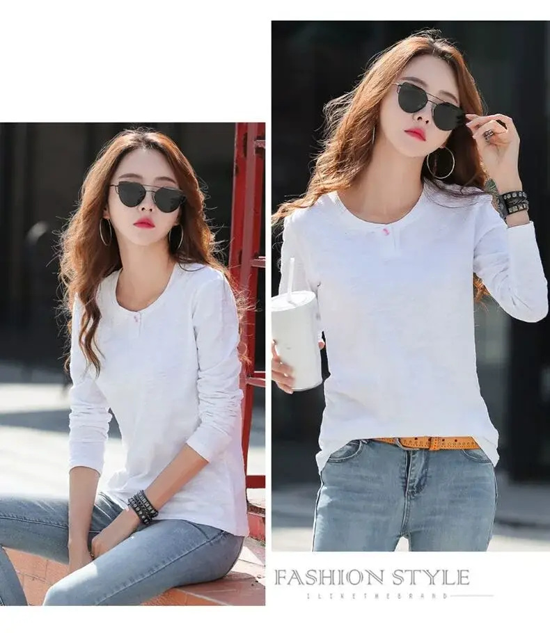 Women's Long Sleeve T-Shirt Brown Slim Fit Winter — feature 12