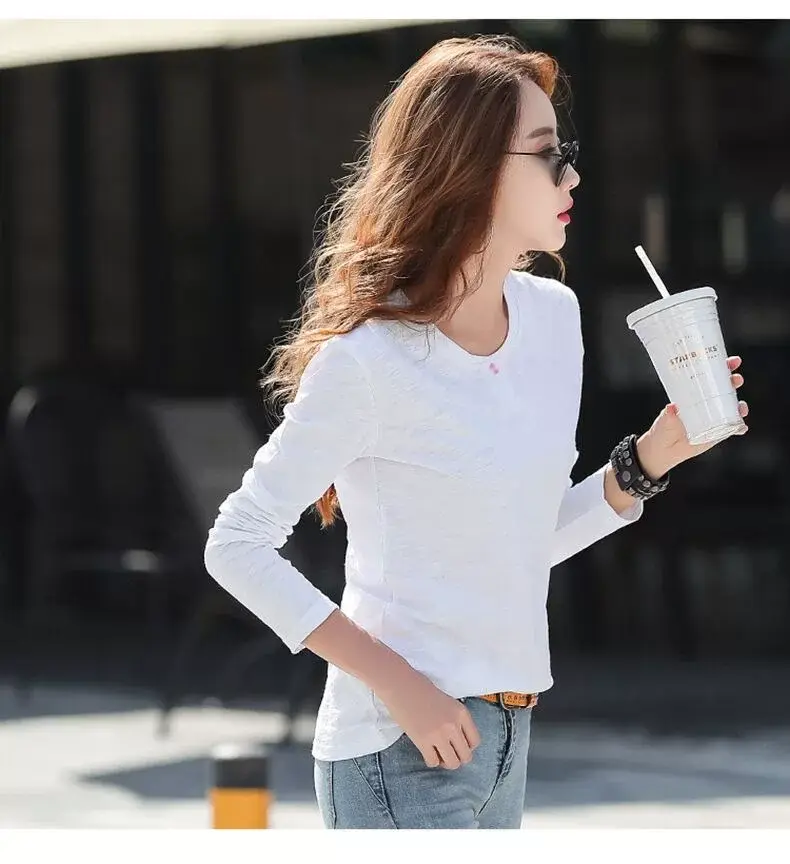 Women's Long Sleeve T-Shirt Brown Slim Fit Winter — feature 13