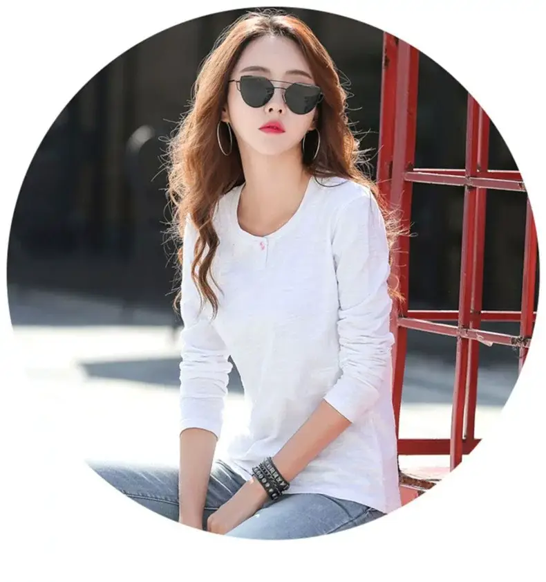 Women's Long Sleeve T-Shirt Brown Slim Fit Winter — feature 6