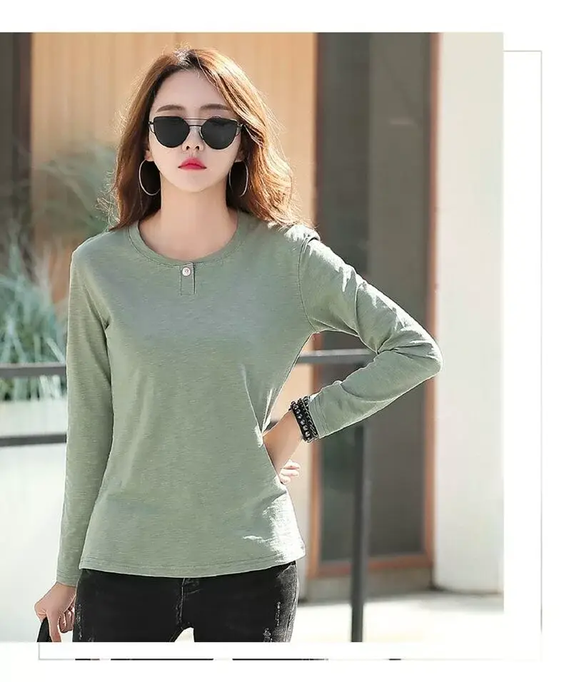 Women's Long Sleeve T-Shirt Brown Slim Fit Winter — feature 9