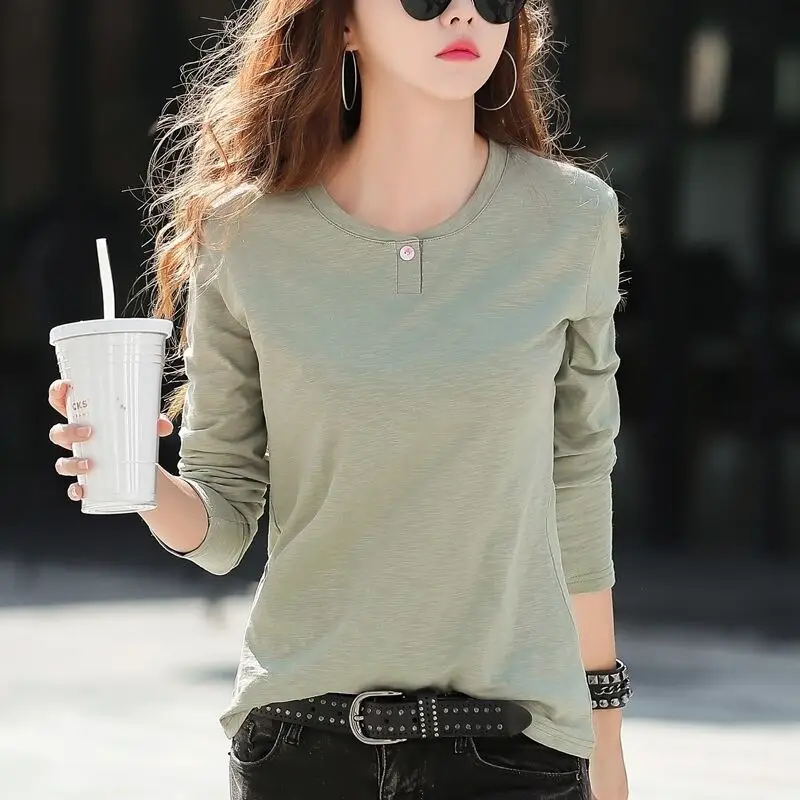 Women's Long Sleeve T-Shirt Brown Slim Fit Winter - Image 5