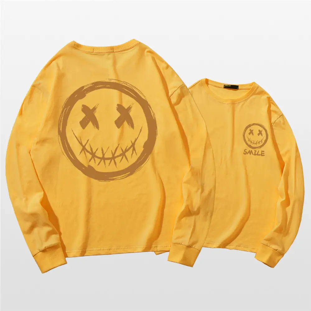 Men Green Smiley Graphic Sweatshirt Set Long Sleeve - Image 3