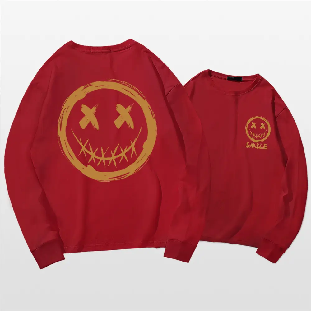 Men Green Smiley Graphic Sweatshirt Set Long Sleeve - Image 4