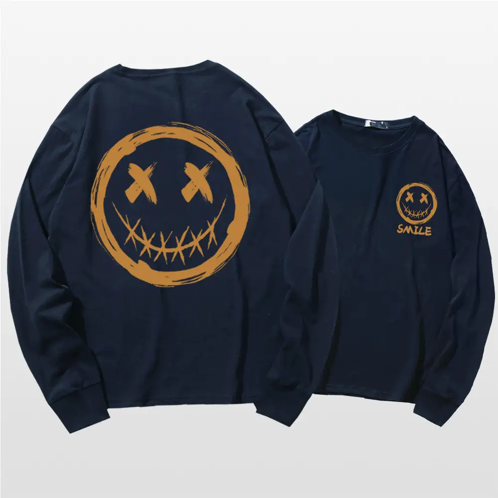 Men Green Smiley Graphic Sweatshirt Set Long Sleeve - Image 9