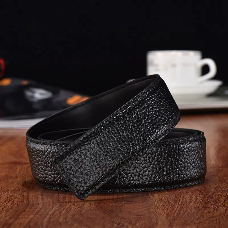 Men's Navy Leather Belt with Smooth Buckle