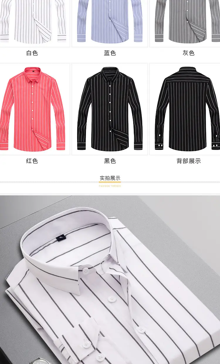 Men Black Striped Long Sleeve Shirt Spring Autumn — feature 6