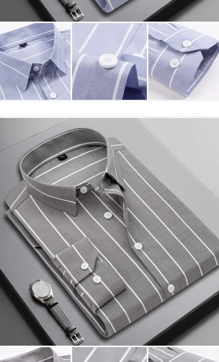 Men Black Striped Long Sleeve Shirt Spring Autumn — feature 8