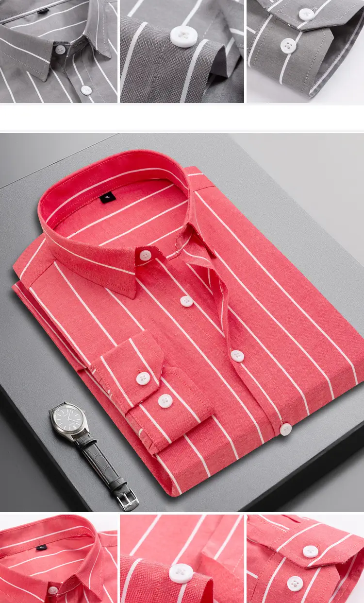 Men Black Striped Long Sleeve Shirt Spring Autumn — feature 9