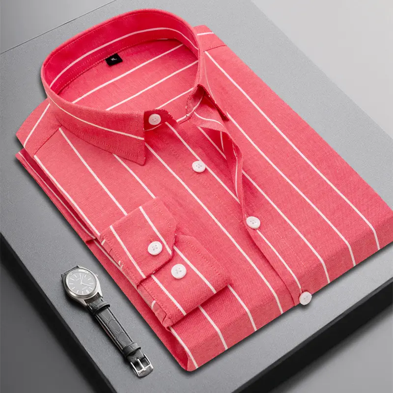 Men Black Striped Long Sleeve Shirt Spring Autumn - Image 4