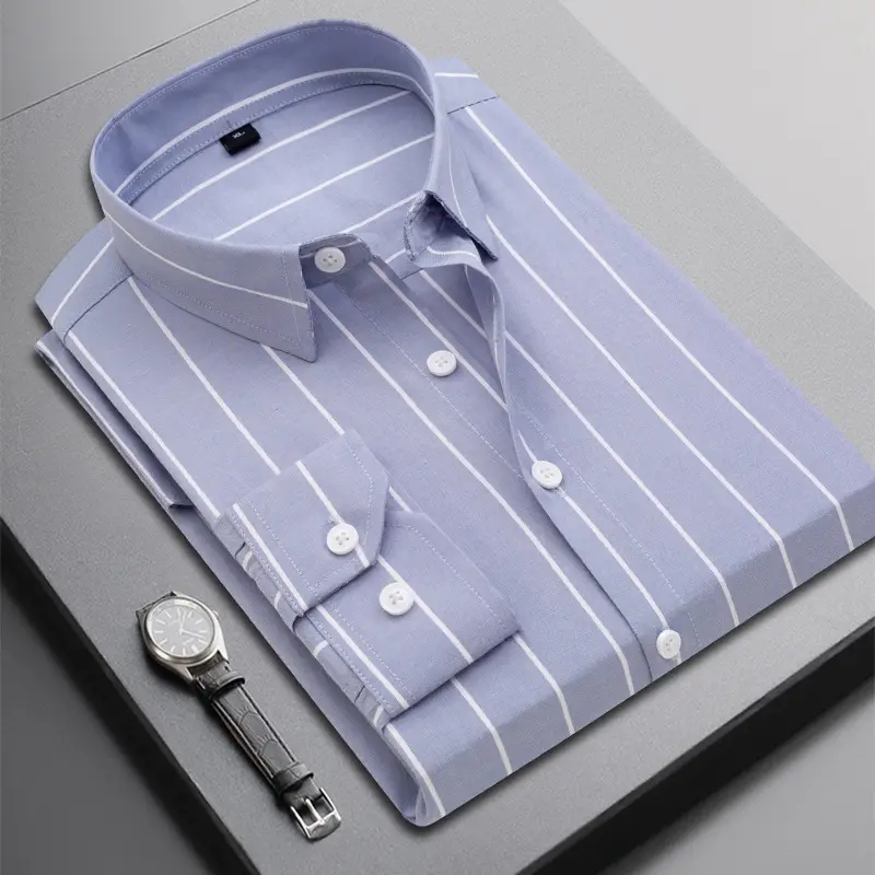 Men Black Striped Long Sleeve Shirt Spring Autumn - Image 5