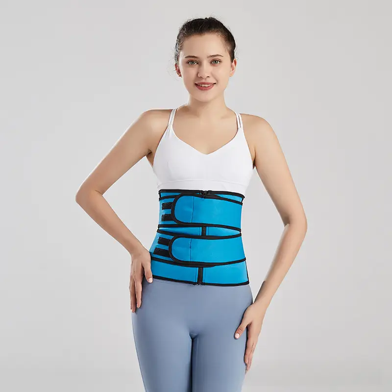 Double Zipper Waist Trainer Belt Pink Black