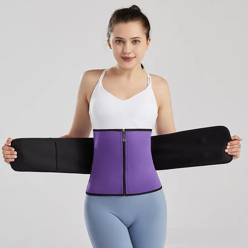 Double Zipper Waist Trainer Belt Pink Black