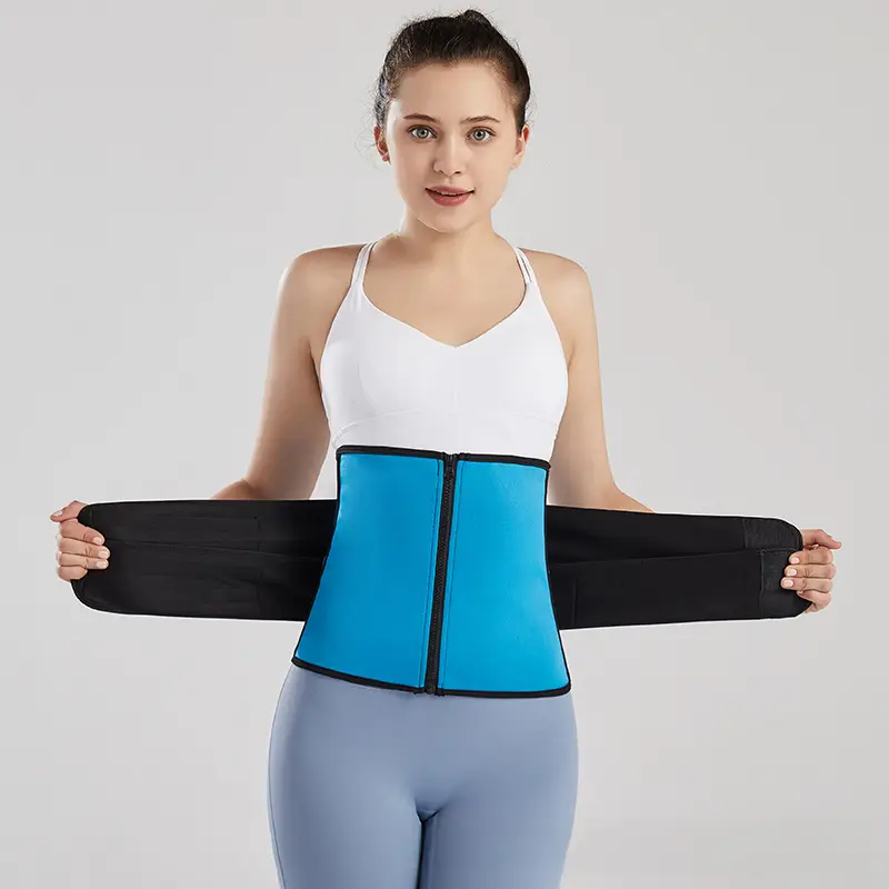 Double Zipper Waist Trainer Belt Pink Black