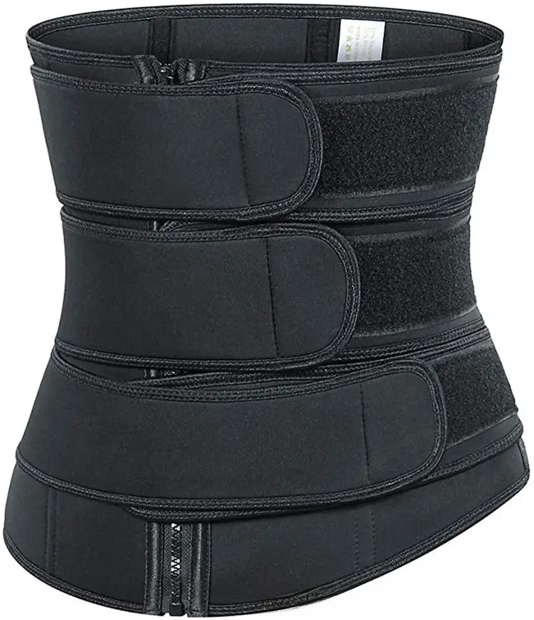 Double Zipper Waist Trainer Belt Pink Black