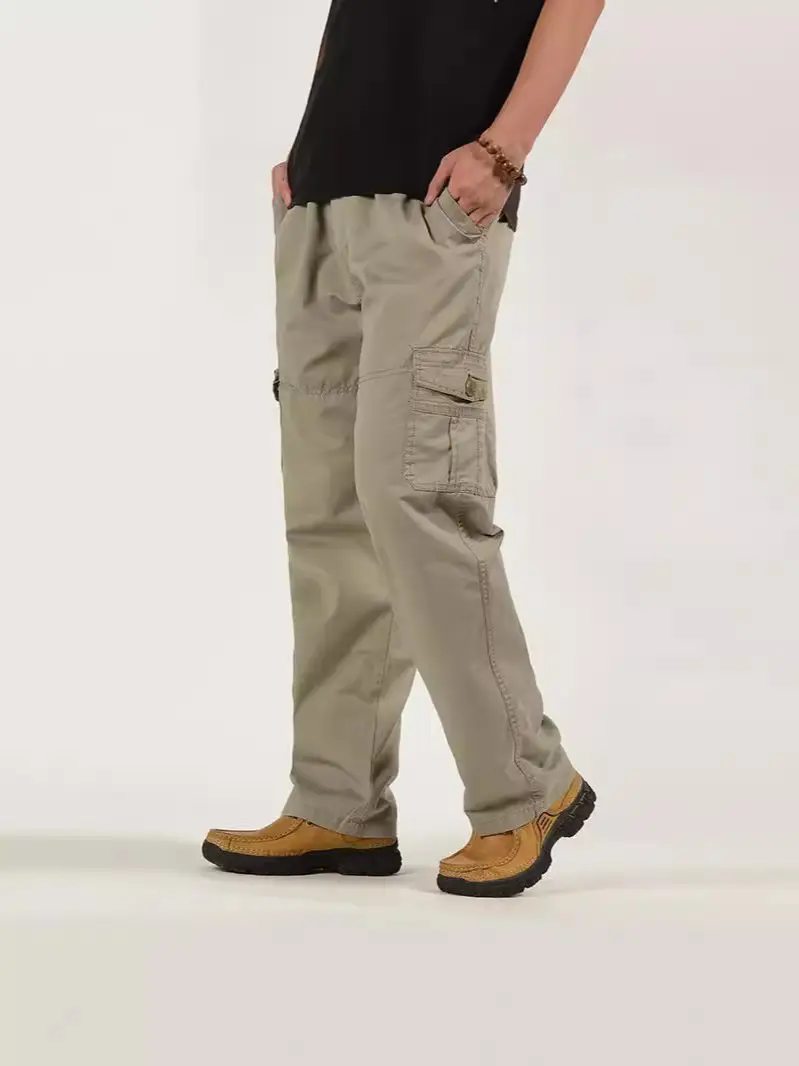 Men Grey Cargo Pants Large Spring Autumn Medium - Image 7