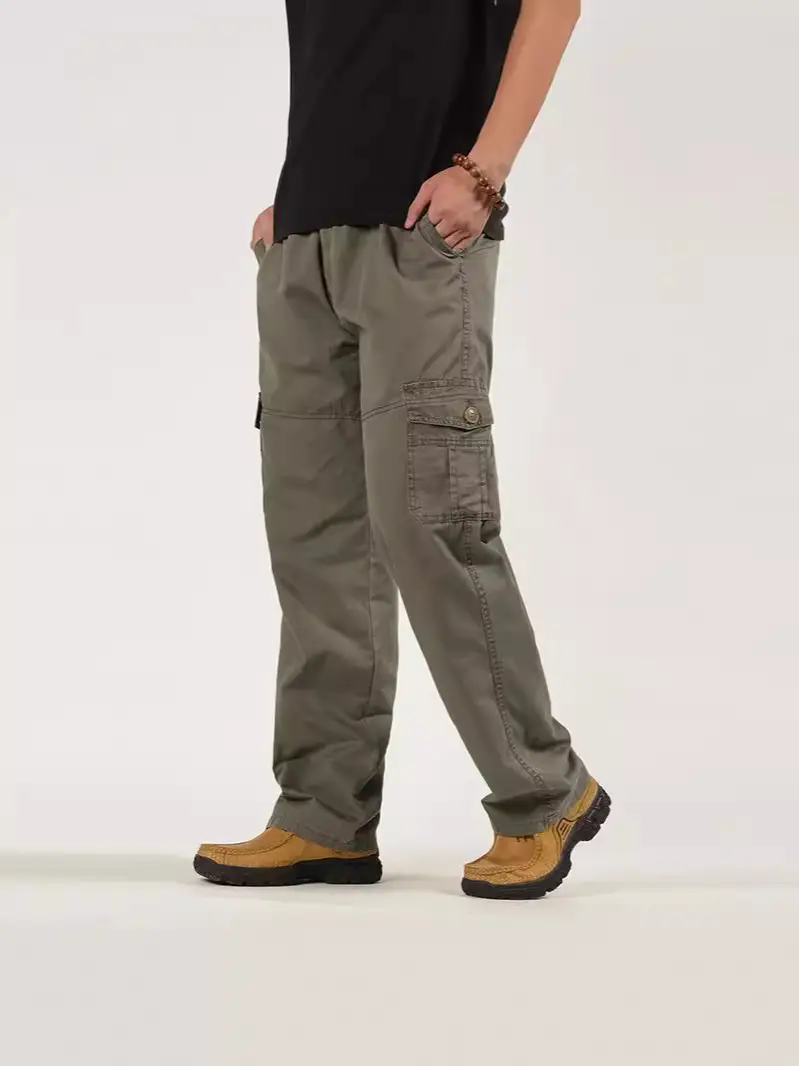 Men Grey Cargo Pants Large Spring Autumn Medium - Image 8