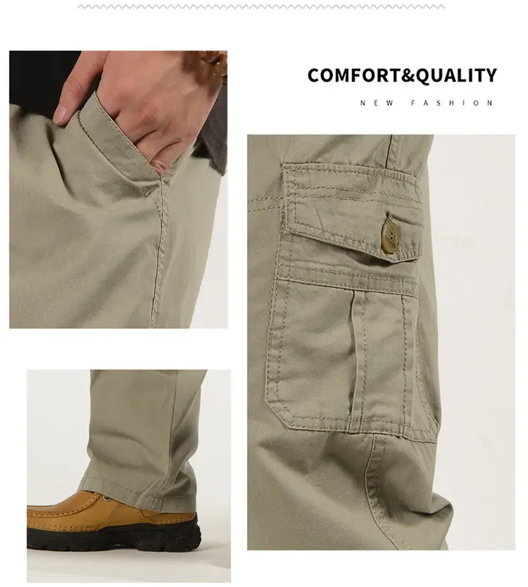 Men Grey Cargo Pants Large Spring Autumn Medium — feature 6