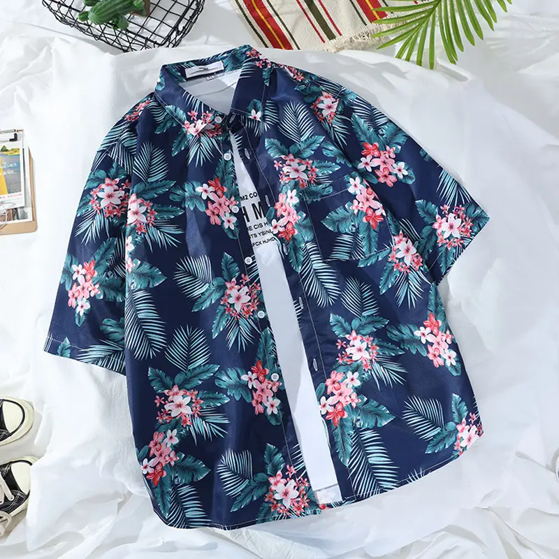 Japanese Style Striped Short Sleeve Shirt Unisex Casual - Image 7