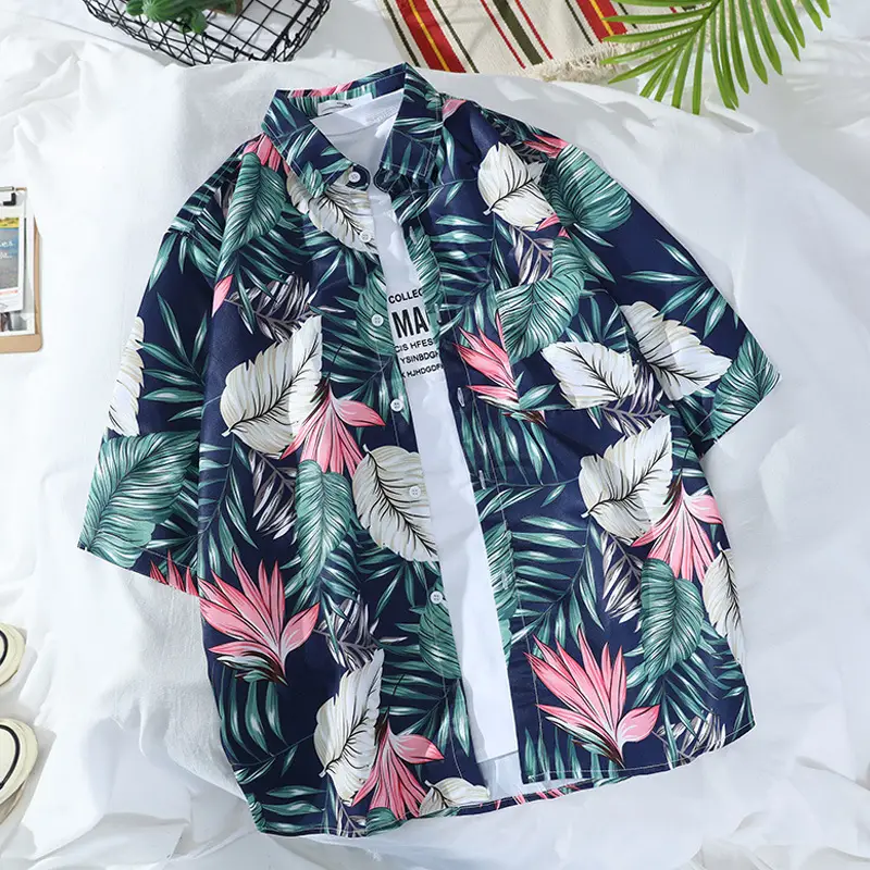 Japanese Style Striped Short Sleeve Shirt Unisex Casual - Image 8