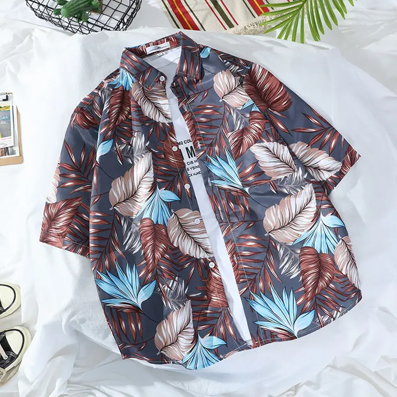 Japanese Style Striped Short Sleeve Shirt Unisex Casual - Image 9