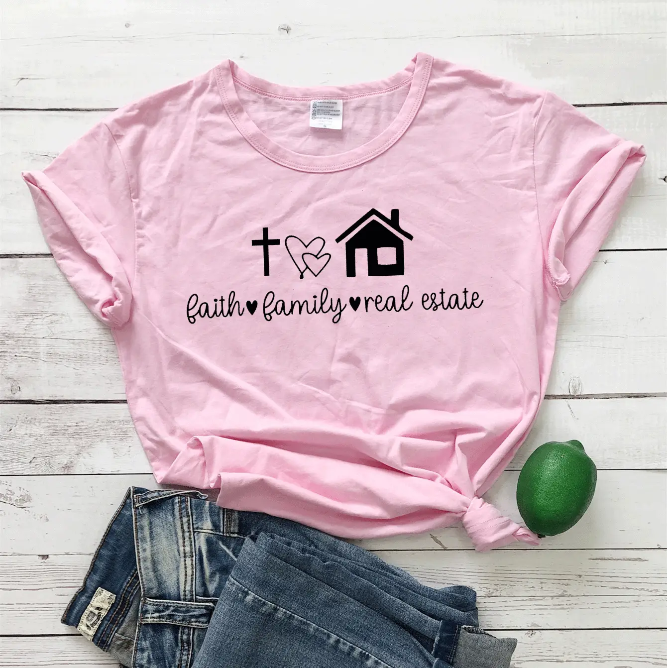 Faith Family Real Estate T-Shirt Grey Short Sleeve - Image 10