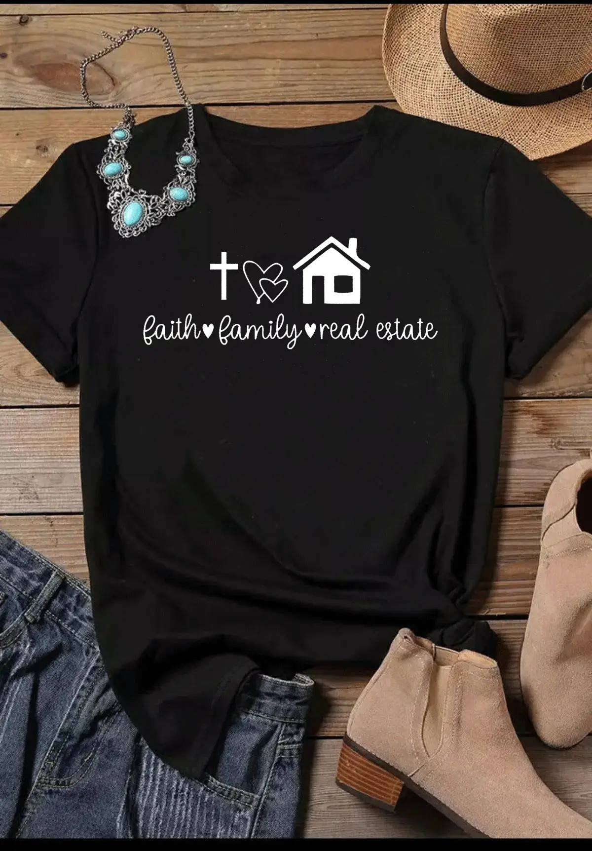 Faith Family Real Estate T-Shirt Grey Short Sleeve - Image 2