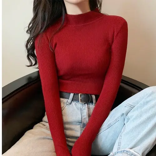 Half Turtleneck Knitwear Women Autumn Slimming - Image 5