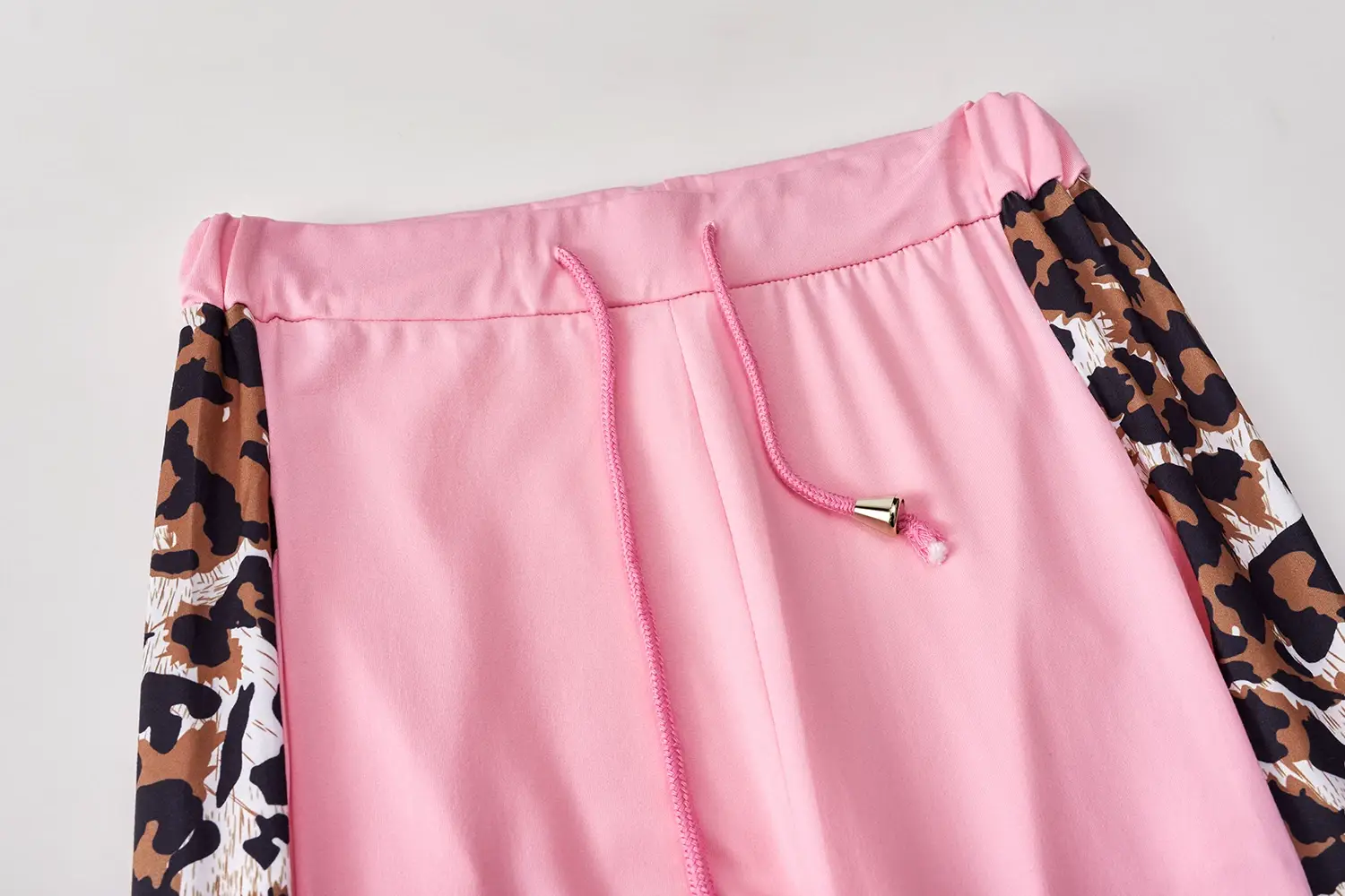 Pink Leopard Print V-Neck Sweatshirt Track Suit for Women — feature 6