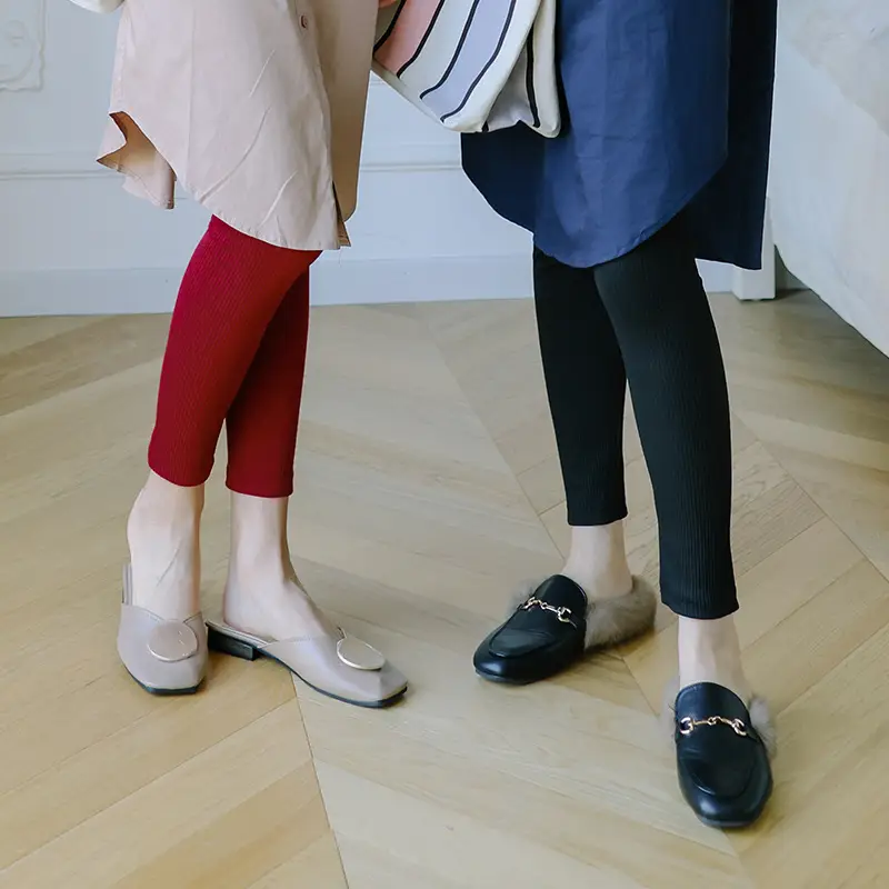 Women Slim Fit Leggings Red Black White Cropped Pants - Image 13
