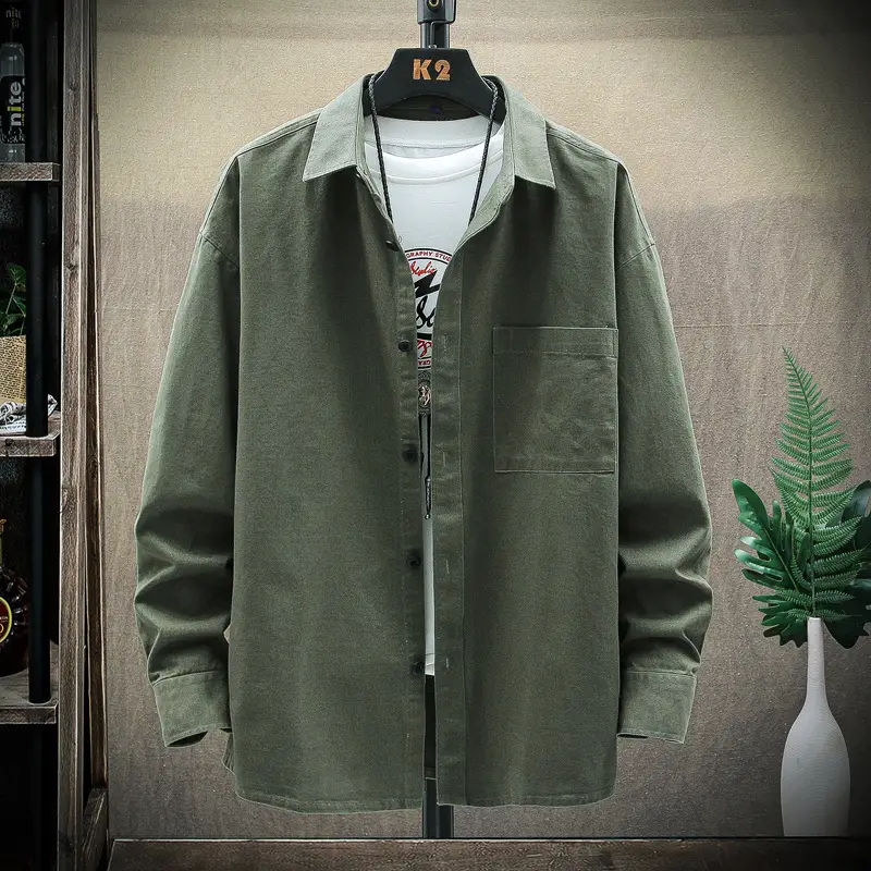 Men's Light Blue Long Sleeve Shirt Autumn Wear - Image 11