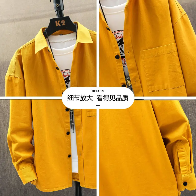 Men's Light Blue Long Sleeve Shirt Autumn Wear - Image 12
